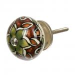 BLUMEN HAUS Ручка керамическая для мебели "Индийский узор", ручная роспись, цвет разноцветный