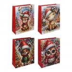 Пакет тм СНОУ БУМ подарочный, 26x32x10см, тиснение, бумага, арт.18, 4 дизайна