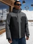 Горнолыжная куртка мужская зимняя темно-серого цвета 7612TC
