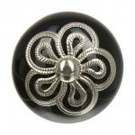 BLUMEN HAUS Ручка керамическая для мебели "Антиквариат-серебро", цвет черный, серебряный