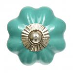 BLUMEN HAUS Ручка керамическая для мебели "Цветок", цвет бирюзовый