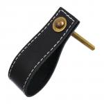 BLUMEN HAUS Ручка кожаная для мебели, цвет черный, шов белый