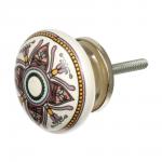 BLUMEN HAUS Ручка керамическая для мебели "Орнамент", цвет белый, рисунок сиреневый