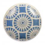 BLUMEN HAUS Ручка керамическая для мебели "Маргаритка", цвет белый, рисунок голубой