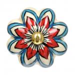 BLUMEN HAUS Ручка керамическая для мебели "Лотос", ручная роспись, цвет белый, рисунок цветной