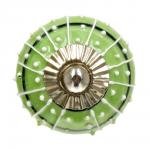 BLUMEN HAUS Ручка керамическая для мебели "Ливанский узор", ручная роспись, цвет зеленый, рисунок белый