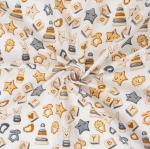 Муслин двухслойный Игрушки, ткань для шитья 100% хлопок