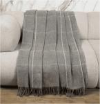 Плед Осло с бахромой Влади, белый/ светло-серый, BATTLE