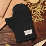 Варежка-прихватка «Доляна. Душевная кухня», чёрная, 20?28 см, рогожка, 100% хлопок