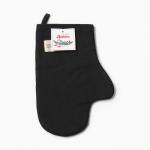 Варежка-прихватка «Доляна. Душевная кухня», чёрная, 20?28 см, рогожка, 100% хлопок