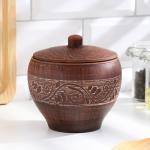 Горшок для жаркого «Ангоб», 700 мл, красная глина