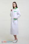 Женский медицинский халат с зеленой отделкой ТИСИ с ВО белый ХМ-13