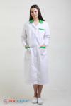 Женский медицинский халат с зеленой отделкой ТИСИ с ВО белый ХМ-13