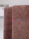 Махровое полотенце без бордюра коричневое ПМ-118