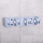 Держатель для уборочного инвентаря с крючками Доляна, 26?6?10 см, серый