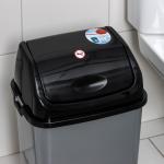 Ведро для мусора «Камелия», 18 л, серебристый перламутр, чёрное