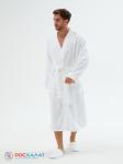 Мужской махровый халат с планкой белый  МЗ-09 (1)