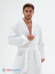 Мужской махровый халат с планкой белый  МЗ-09 (1)