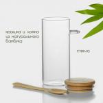 Банка для сыпучих BellaTenero «Эко», 420 мл, 6.7?15.5 см, с бамбуковой крышкой, с ложкой, стекло, прозрачная