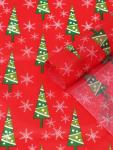 Бумага упаковочная новогодняя тишью «Зимний лес», красная, 50×66 см