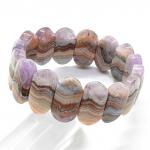 Браслет из Агата Крейзи с включением аметиста овал 24*14мм, 70г