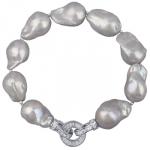 Браслет Барокко (жемчуг 15-25мм серо-голубой, фианит; родий) 21см