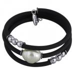 Браслет Гевея (Майорка 16мм белая, каучук черный; покрытие родий)