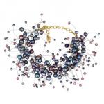 Браслет Грозди (жемчуг бензиновый 3-7мм, SW аметист; золото) 17-22см