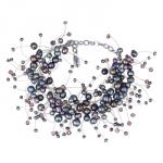 Браслет Грозди (жемчуг бензиновый 3-7мм, SW аметист; родий) 20-26см