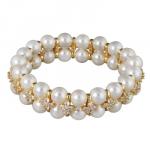 Браслет Вальс (Майорка 7мм белая, белый фианит; покрытие золото)