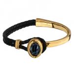 Браслет Грация (кристаллы SW 14х10 темно-синие; покрытие золото)