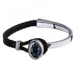 Браслет Грация (кристаллы SW 14х10 темно-синие; покрытие родий)