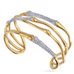 Браслет Бамбук (кристаллы белые; покрытие золото, родий)