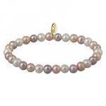 Браслет (жемчуг розовый микс 7-8мм; покрытие золото)