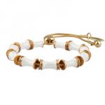 Браслет Бамбук (эмаль белая; покрытие золото) 23см