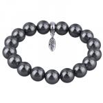 Браслет (Майорка 12мм темно-серая; покрытие родий)