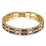 Браслет Богемия (кристаллы SW темный аметист; покрытие золото) 18-20см