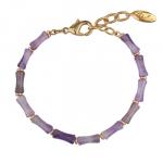 Браслет Селена (аметист 12мм; покрытие золото) 19-22см