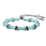 Браслет Бамбук (эмаль морская свежесть; покрытие родий) 23см