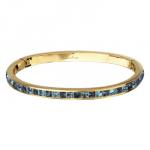 Браслет Квадро (кристаллы SW джинс, аквамарин; покрытие золото)