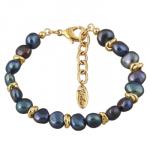 Браслет (жемчуг бензиновый 6мм; покрытие золото) 18-21см