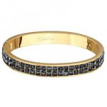 Браслет Квадро (кристаллы SW темно-серые; покрытие золото)