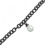 Браслет 18-23см (Майорка 14мм белая; покрытие черный родий)