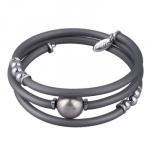 Браслет Гевея (Майорка 14мм серо-голубая, каучук серый; покрытие родий)