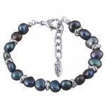 Браслет (жемчуг бензиновый 6мм; покрытие родий) 18-21см