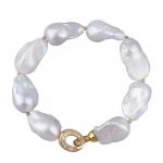 Браслет Барокко (жемчуг 15-25мм белый, фианит; покрытие золото) 21см