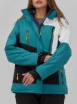 Горнолыжная куртка женская зимняя зеленого цвета 7081Z