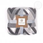 Плед флисовый "Клетка" серо-черный