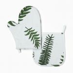Кухонный набор «Папоротник»: варежка 20?27 см, прихватка 19?19 см, репс 220 г/м?, 100% хлопок