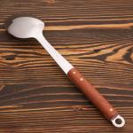 Ложка сервировочная с деревянной ручкой, длина 35 см, длина ручки 14.5 см, черпало 7?11 см